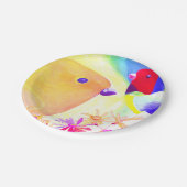 Bright Tie-Dye Birds ペーパープレート (アングル)