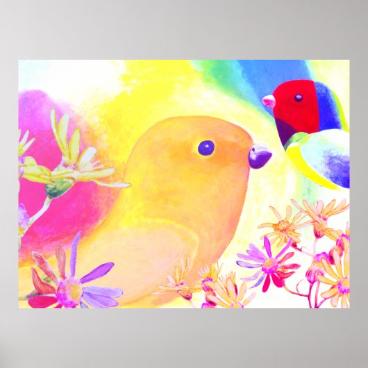 Bright Tie-Dye Birds ポスター (正面)