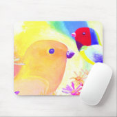 Bright Tie-Dye Birds マウスパッド (マウス)