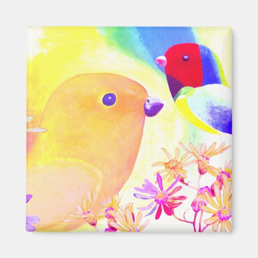 Bright Tie-Dye Birds マグネット (正面)