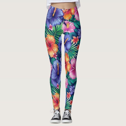 Bright Tropical Floral レギンス (正面)