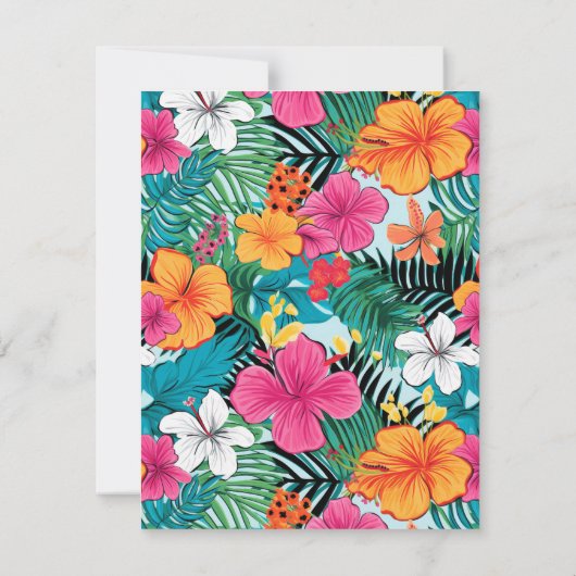  Bright Tropical Hibiscus Wedding 出欠カード (裏面)