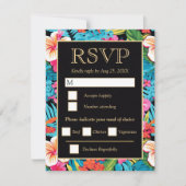  Bright Tropical Hibiscus Wedding 出欠カード (正面)