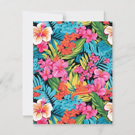  Bright Tropical Hibiscus Wedding 出欠カード (裏面)