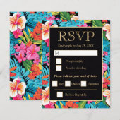  Bright Tropical Hibiscus Wedding 出欠カード (正面/裏面)