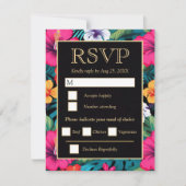  Bright Tropical Hibiscus Wedding 出欠カード (正面)