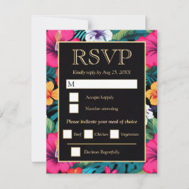  Bright Tropical Hibiscus Wedding 出欠カード