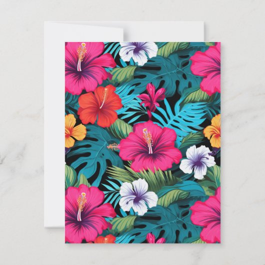  Bright Tropical Hibiscus Wedding 出欠カード (裏面)