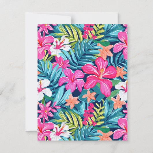  Bright Tropical Hibiscus Wedding 出欠カード (裏面)