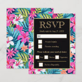  Bright Tropical Hibiscus Wedding 出欠カード (正面/裏面)