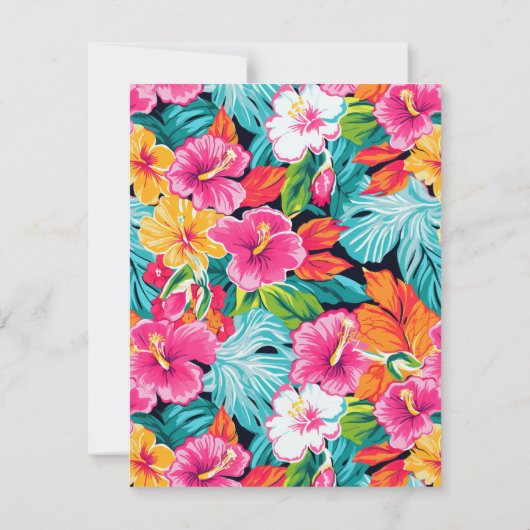  Bright Tropical Hibiscus Wedding 出欠カード (裏面)