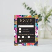  Bright Tropical Hibiscus Wedding 出欠カード (スタンド正面)