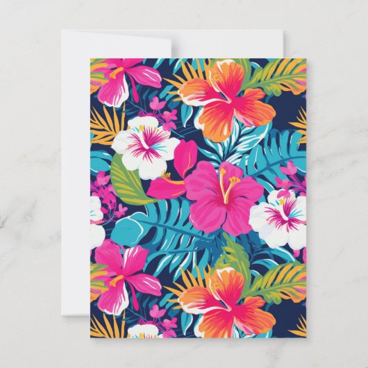  Bright Tropical Hibiscus Wedding 出欠カード (裏面)