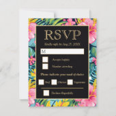  Bright Tropical Preppy Flowers Wedding 出欠カード (正面)