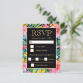  Bright Tropical Preppy Flowers Wedding 出欠カード (スタンド正面)