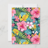  Bright Tropical Preppy Flowers Wedding 出欠カード (裏面)