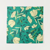 Bright tropical seamless pattern with leaves and p タペストリー (正面(横))