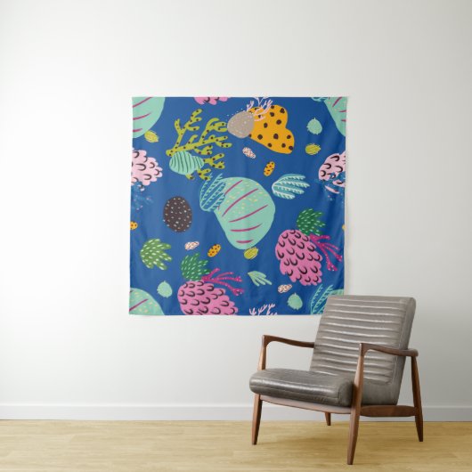 Bright underwater seamless pattern with beautiful タペストリー (インサイチュ(横))