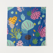 Bright underwater seamless pattern with beautiful タペストリー (正面)