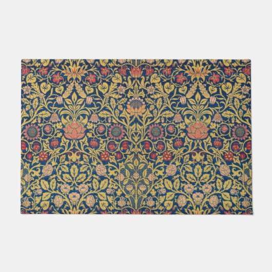 Bright Violetとオダマキ（植物）（William Morris著） ドアマット (正面)