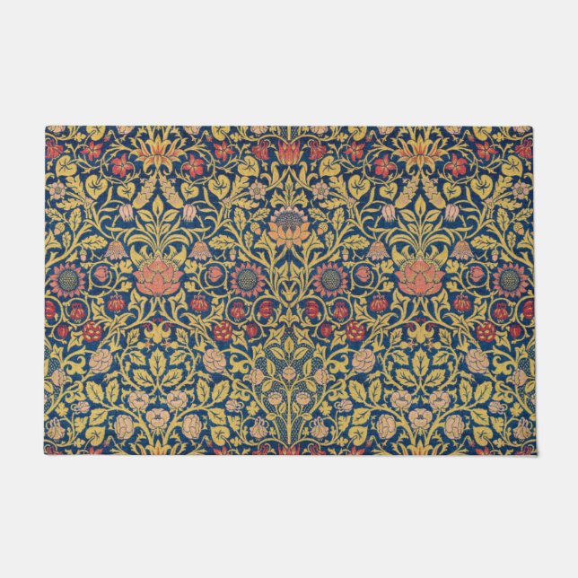 Bright Violetとオダマキ（植物）（William Morris著） ドアマット (正面)