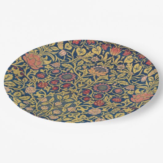 Bright Violetとオダマキ(植物)(William Morris著) ペーパープレート (アングル)