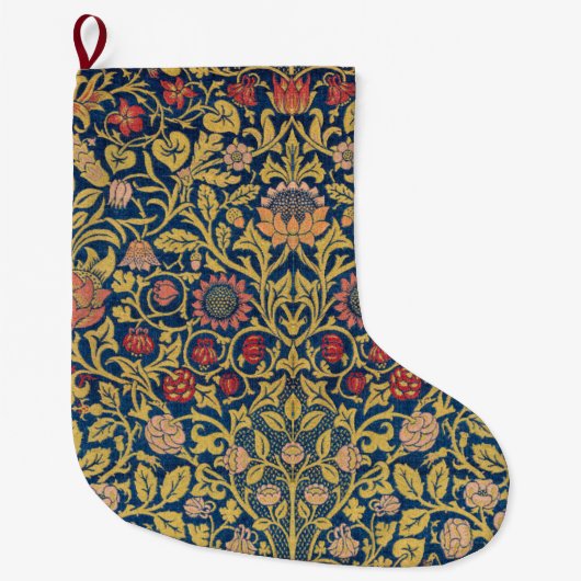 Bright Violetとオダマキ（植物）（William Morris著） ラージクリスマスストッキング (正面)