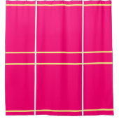 Bright Vivid Pink Pastel Yellow Geometric  シャワーカーテン (正面)