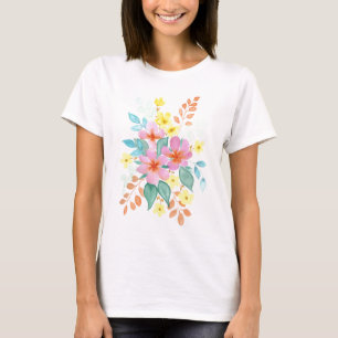 Bright Waterカラー花模様 Tシャツ