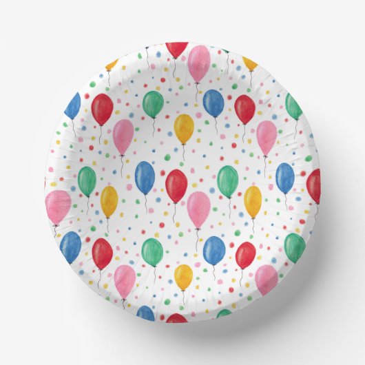 Bright Watercolor Balloon ペーパーボウル | 楽しいパーティー  (正面)