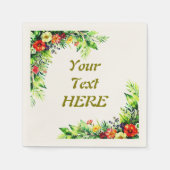 Bright Watercolor Floral Custom Cocktail Napkins スタンダードカクテルナプキン (正面)