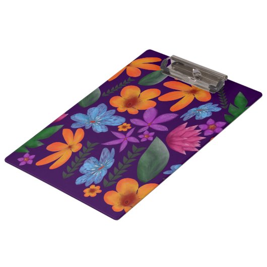Bright Watercolor Floral Pattern Botanical Aesthet クリップボード (アングル)