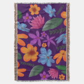 Bright Watercolor Floral Pattern Botanical Aesthet スローブランケット (正面縦)