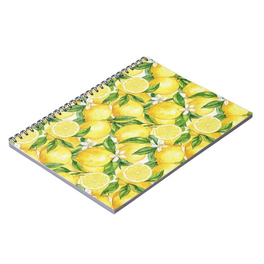 Bright Watercolor Lemon Pattern ノートブック (左側)