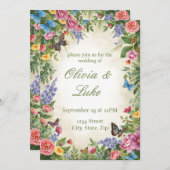 Bright Watercolor Wildflower Wedding Invitation 招待状 (正面/裏面)