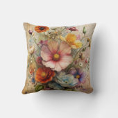 Bright Watercolor Wildflowers クッション (裏面)