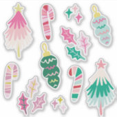 Bright Whimsical Christmas Illusrations シール (正面)