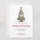 Bright Whimsical Christmas Tree Watercolor Card シーズンカード (正面)