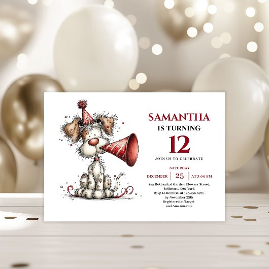 Bright whimsical dog animals theme kids birthday 招待状