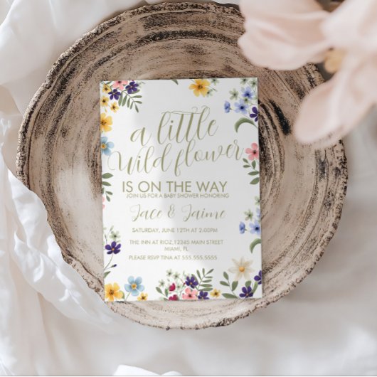 Bright Wild Flowers Baby Shower  招待状