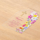 Bright Wildflowers Arch Baptism アクリル招待状 (レイダウン)