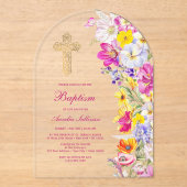 Bright Wildflowers Arch Baptism アクリル招待状 (正面)