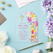 Bright Wildflowers Arch First Communion アクリル招待状 (インサイチュ (ウェディング))