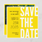 Bright Yellow日付の保存 招待状 (正面/裏面)