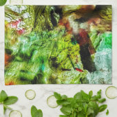 Bright yellow abstract kitchen towels,Dazzling art キッチンタオル (折り畳み)