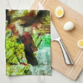 Bright yellow abstract kitchen towels,Dazzling art キッチンタオル (四つ折り)