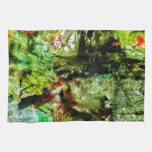 Bright yellow abstract kitchen towels,Dazzling art キッチンタオル (横)