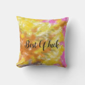  Bright yellow abstract modern brush strokes  クッション (正面)