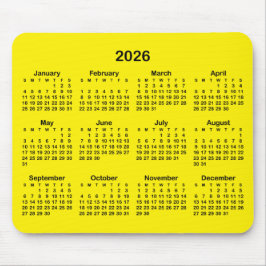 Bright Yellow and Black 2026 Calendar マウスパッド
