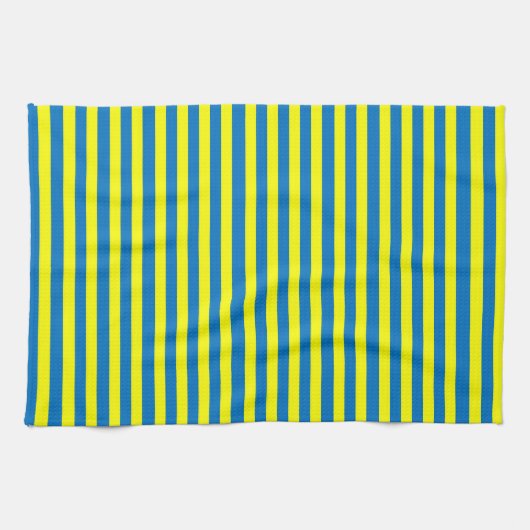 Bright Yellow and Blue Stripes キッチンタオル (横)